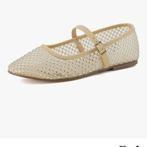 CUSHIONAIRE NWT Women's Maxie Rhinestone Mesh Ballet Flat